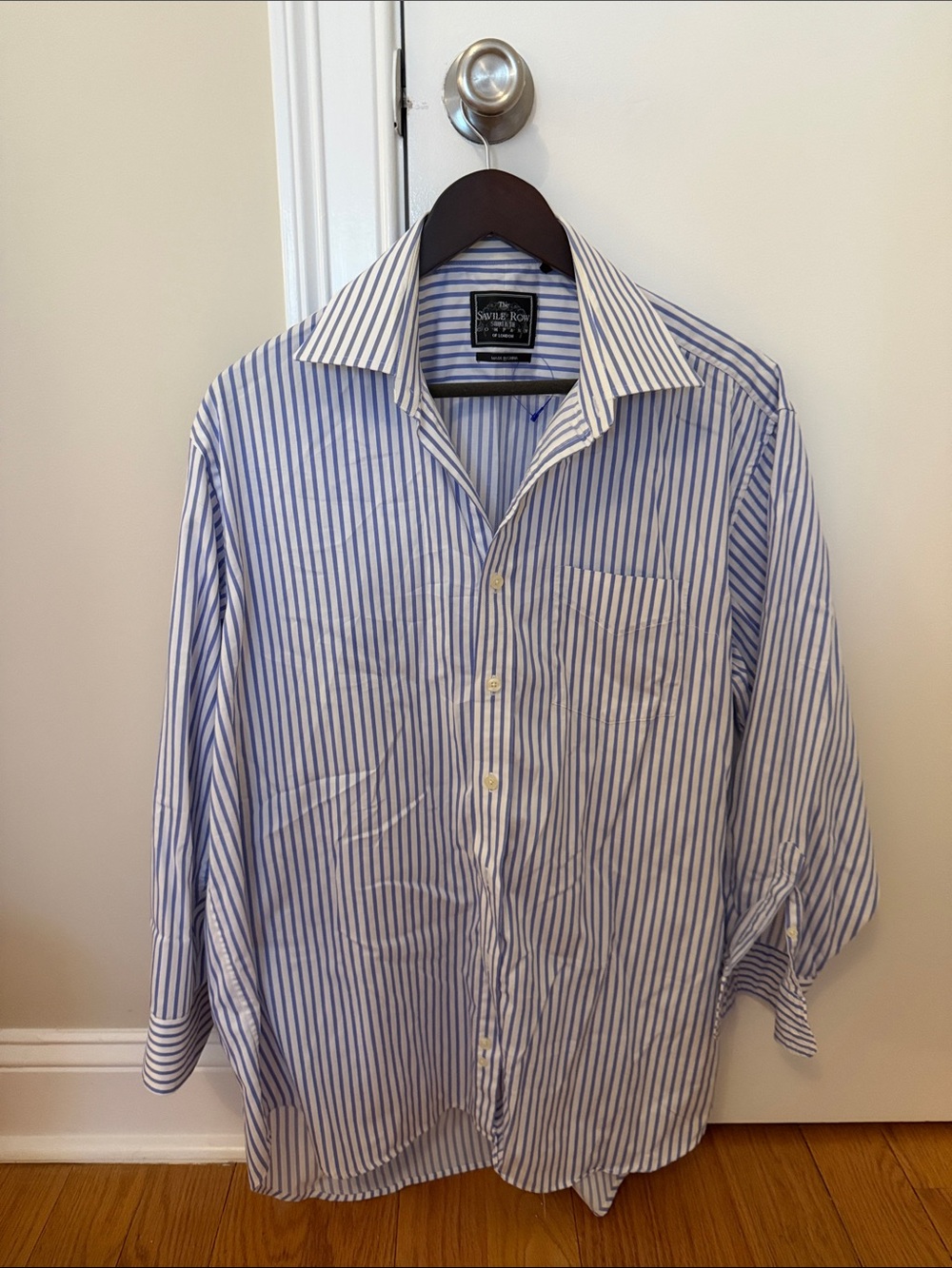 Striped Blue and White Dress Shirt - Classic Cotton Button-Up